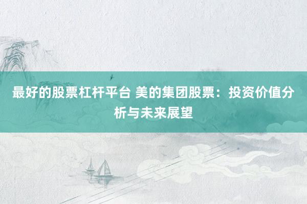 最好的股票杠杆平台 美的集团股票：投资价值分析与未来展望