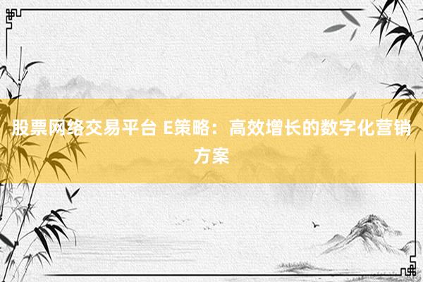 股票网络交易平台 E策略：高效增长的数字化营销方案