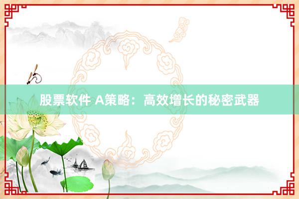 股票软件 A策略：高效增长的秘密武器