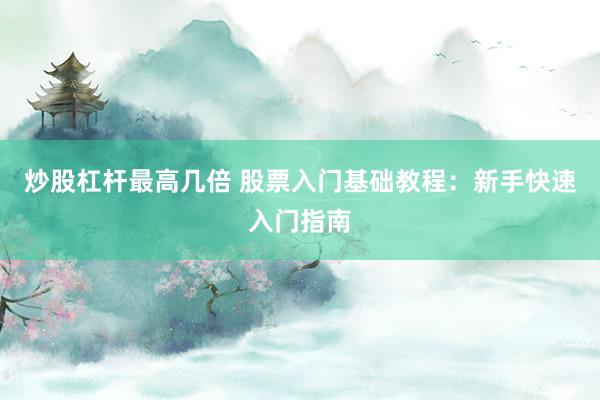 炒股杠杆最高几倍 股票入门基础教程：新手快速入门指南