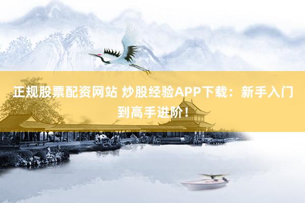 正规股票配资网站 炒股经验APP下载：新手入门到高手进阶！