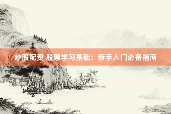 炒股配资 股票学习基础：新手入门必备指南