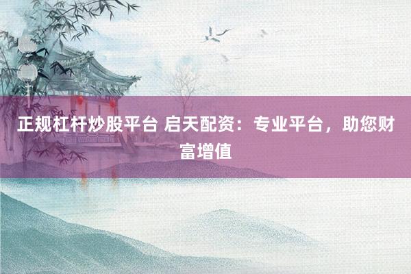 正规杠杆炒股平台 启天配资：专业平台，助您财富增值