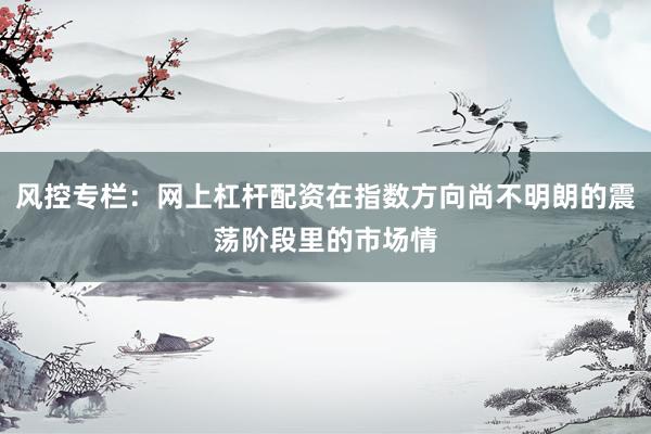 风控专栏：网上杠杆配资在指数方向尚不明朗的震荡阶段里的市场情