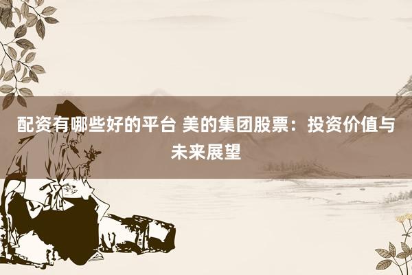 配资有哪些好的平台 美的集团股票：投资价值与未来展望