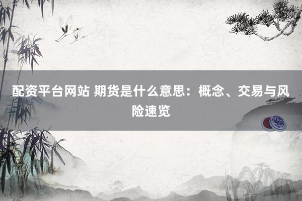 配资平台网站 期货是什么意思:概念、交易与风险速览