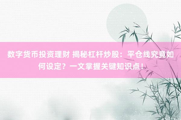 数字货币投资理财 揭秘杠杆炒股：平仓线究竟如何设定？一文掌握关键知识点！
