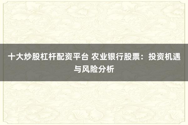 十大炒股杠杆配资平台 农业银行股票：投资机遇与风险分析