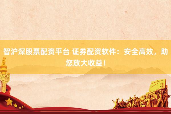 智沪深股票配资平台 证券配资软件：安全高效，助您放大收益！