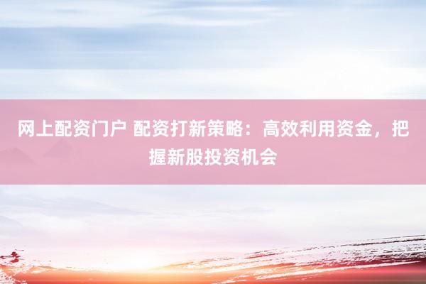 网上配资门户 配资打新策略：高效利用资金，把握新股投资机会