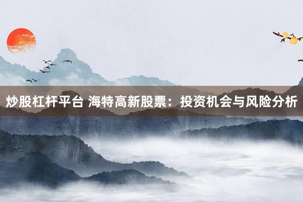 炒股杠杆平台 海特高新股票：投资机会与风险分析